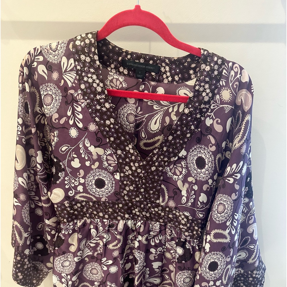 Express Studio S Floral women’s silky tunic